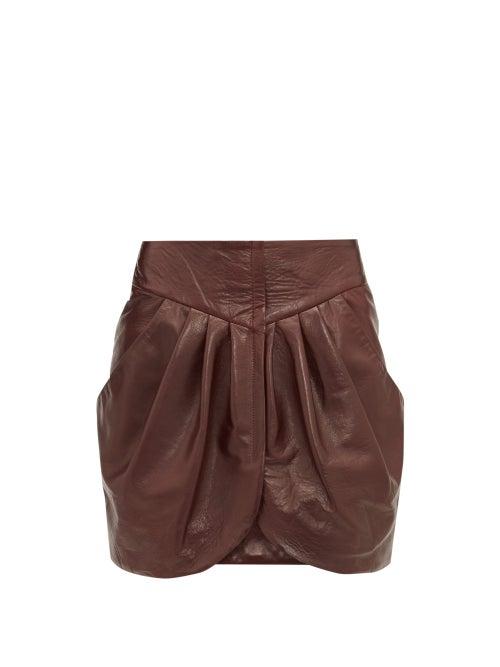 Matchesfashion.com Isabel Marant - Fionali Leather Mini Wrap Skirt - Womens - Burgundy