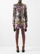 Halpern - Flip-sequin Fluted-sleeve Mini Dress - Womens - Multi