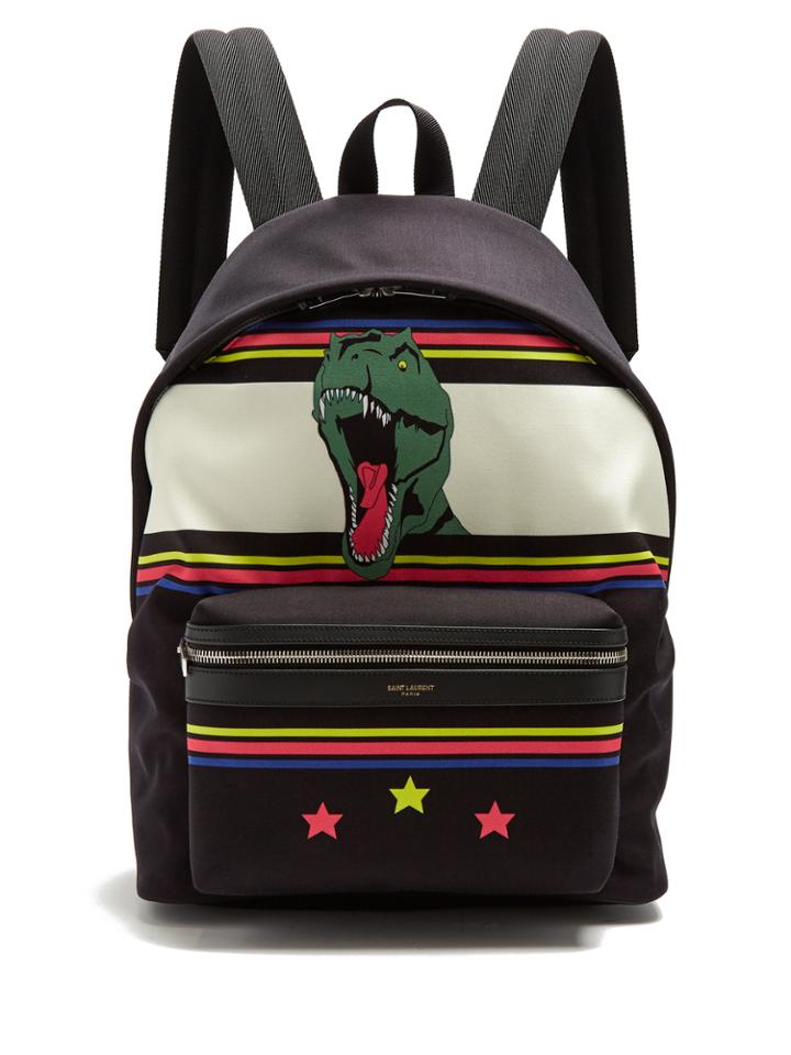 Saint Laurent City Dinosaur-print Canvas Backpack