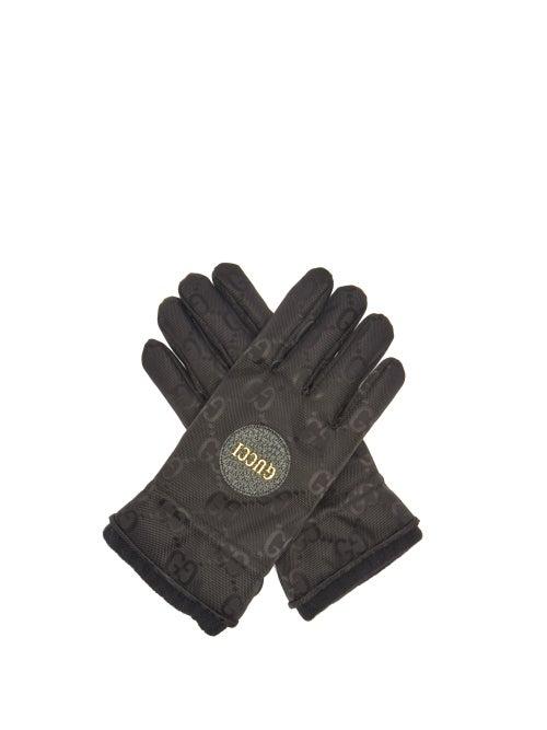 Matchesfashion.com Gucci - Gg Ribbed-knit Trim Ski Gloves - Mens - Black