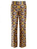 Matchesfashion.com Gucci - Geometric Floral Jacquard Flared Trousers - Womens - Yellow Print