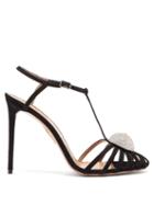 Matchesfashion.com Aquazzura - Sublime 105 Crystal T-bar Suede Sandals - Womens - Black