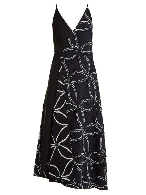 Matchesfashion.com Roland Mouret - Hooper Geometric Floral Jacquard Dress - Womens - Navy Multi