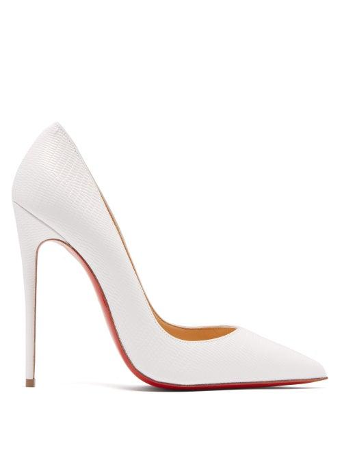 Matchesfashion.com Christian Louboutin - So Kate 120 Lizard Effect Leather Pumps - Womens - White