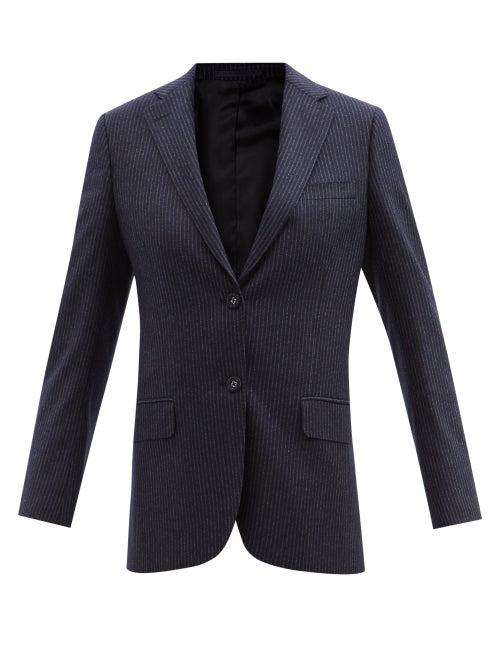 Officine Gnrale - Charlene Chalk-stripe Wool-flannel Jacket - Womens - Navy Stripe