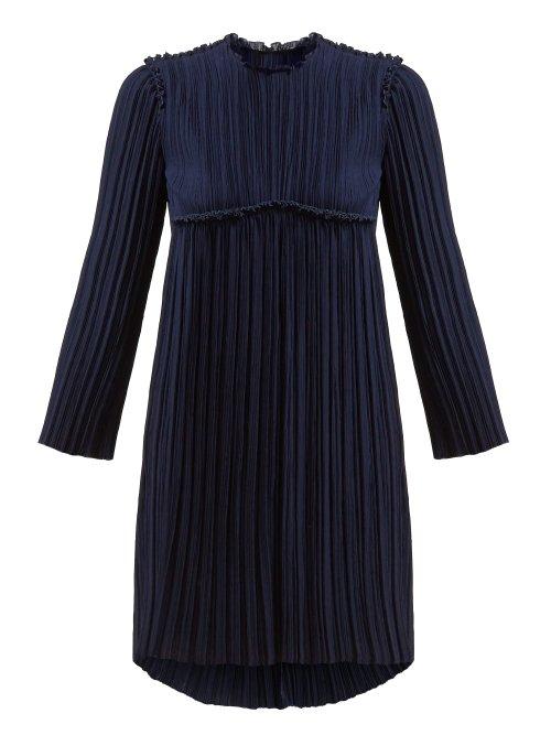 Matchesfashion.com Chlo - Ruffled Pliss Crepe Mini Dress - Womens - Navy