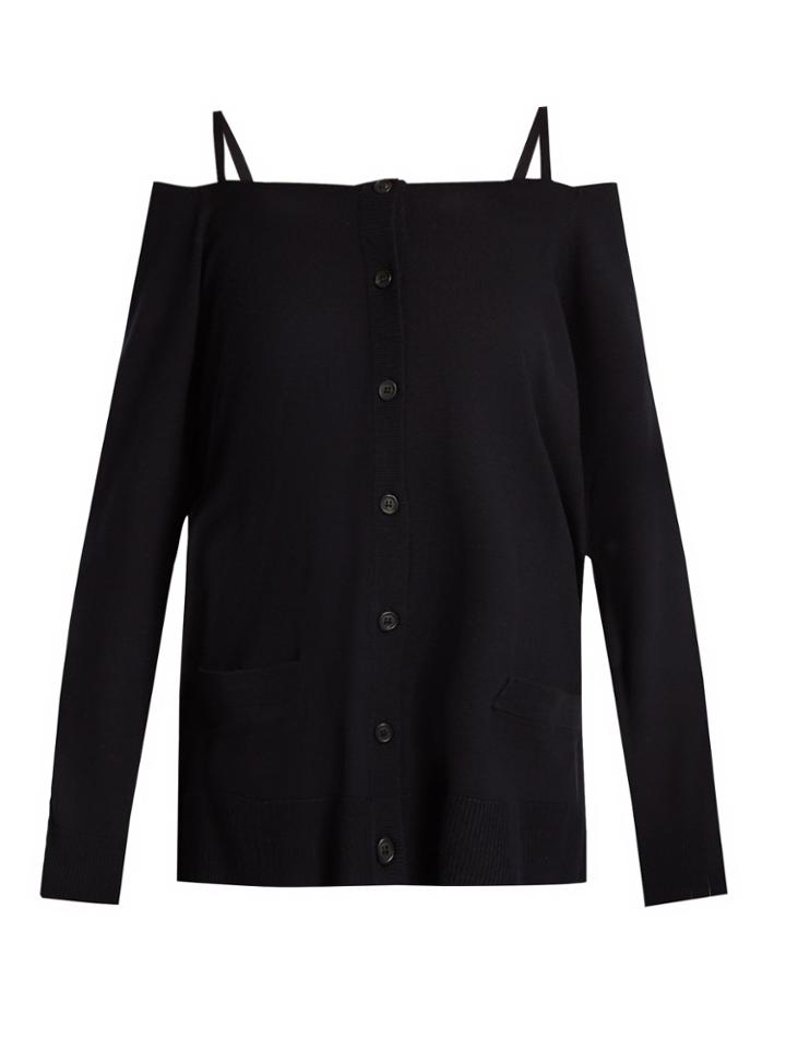 Prada Off-shoulder Wool Cardigan