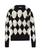 Matchesfashion.com Stefan Cooke - Slit Argyle Intarsia-knit Wool Sweater - Mens - Black White