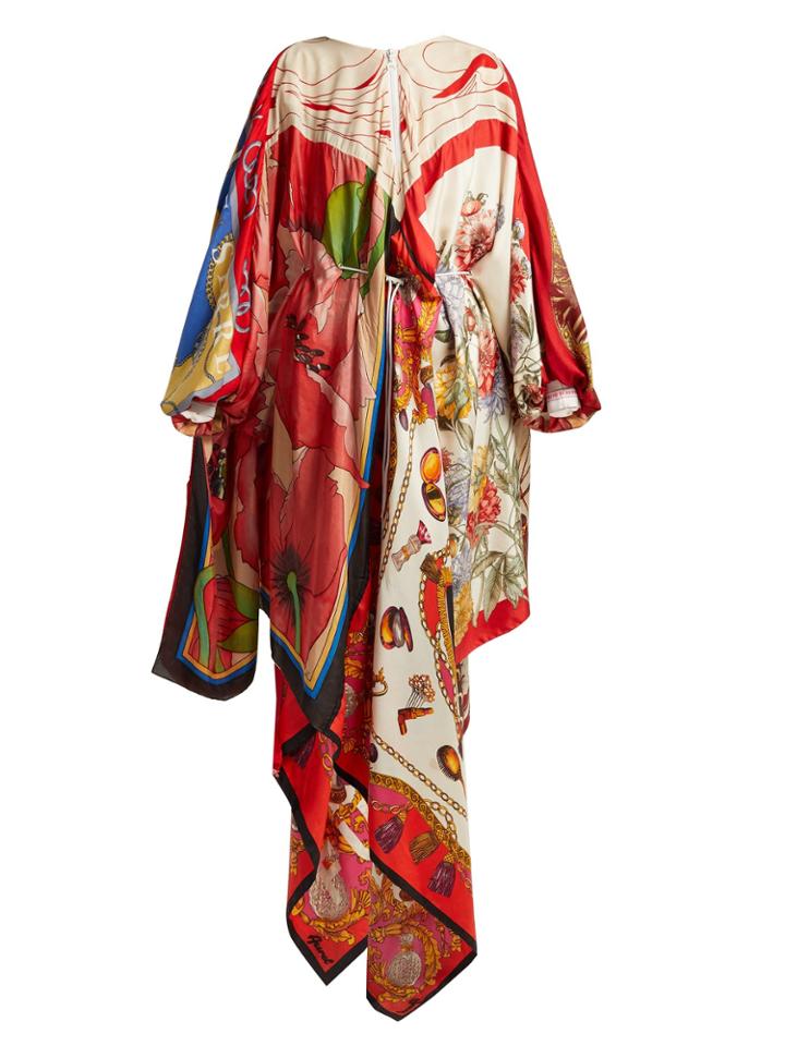 Marine Serre Scarf-print Cowl-back Handkerchief-hem Dress