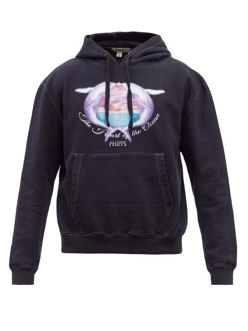 Phipps - Ocean-print Organic-cotton Hooded Sweatshirt - Mens - Navy