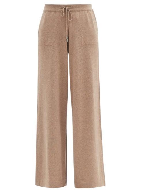Matchesfashion.com Johnstons Of Elgin - Marla Elasticated-waist Wool Wide-leg Trousers - Womens - Dark Beige