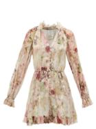 Zimmermann - Dancer Floral Crinkle-georgette Playsuit - Womens - Floral
