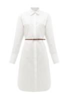 Matchesfashion.com The Row - Sonia Belted Poplin Midi Shirt Dress - Womens - White