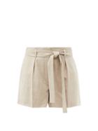 Matchesfashion.com Raey - Belted Wool-blend Tailored Shorts - Womens - Beige