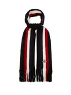 Matchesfashion.com Moncler - Fringed Striped Wool Scarf - Mens - Navy Multi