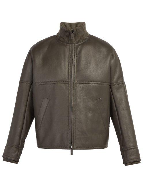Matchesfashion.com Berluti - Shearling Lined Leather Bomber Jacket - Mens - Grey