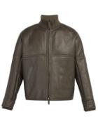 Matchesfashion.com Berluti - Shearling Lined Leather Bomber Jacket - Mens - Grey