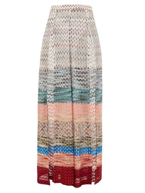 Matchesfashion.com Missoni Mare - Side-slit Metallic Wide-leg Trousers - Womens - Multi