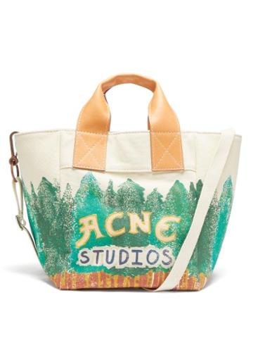Acne Studios - Alisse Logo-print Cotton-canvas Tote Bag - Womens - Beige Multi