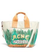 Acne Studios - Alisse Logo-print Cotton-canvas Tote Bag - Womens - Beige Multi