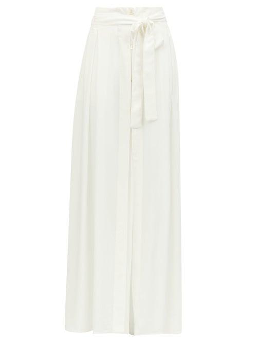 Matchesfashion.com Ann Demeulemeester - Belted Cotton-blend Maxi Skirt - Womens - White
