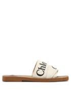 Matchesfashion.com Chlo - Woody Canvas And Leather Slides - Womens - White Multi