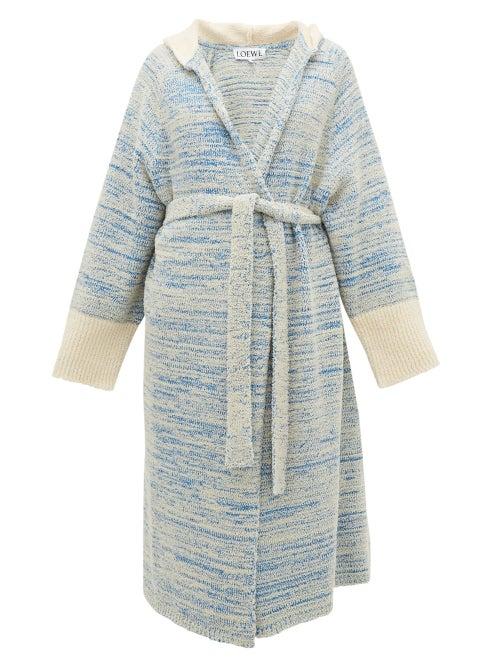 Matchesfashion.com Loewe - Longline Boucl-knitted Cotton-blend Cardigan - Womens - Blue