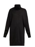 Matchesfashion.com Maison Margiela - Oversized Roll Neck Wool Sweater Dress - Womens - Black