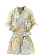 Matchesfashion.com Juliet Dunn - Snow Leopard Tie-dye Cotton-voile Mini Dress - Womens - Green Print