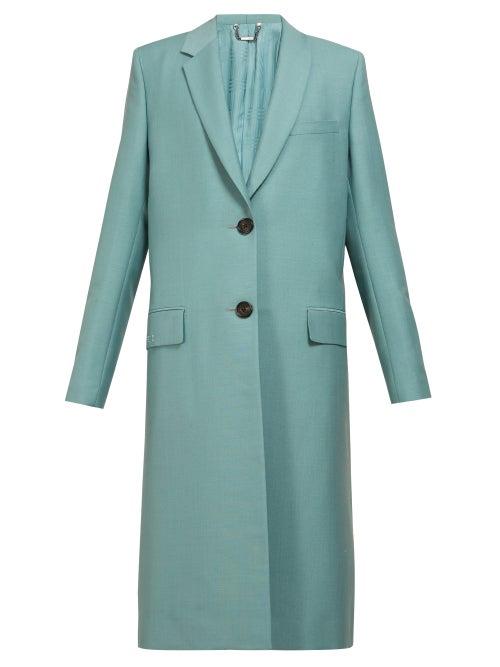 Matchesfashion.com Fendi - Single Breasted Twill Coat - Womens - Blue