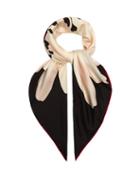 Matchesfashion.com Valentino - Flower Print Silk Scarf - Womens - Black