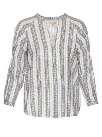 Sea Striped Linen Long-sleeved Top