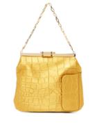 Matchesfashion.com Bienen-davis - 4am Crocodile Effect Satin Clutch Bag - Womens - Gold
