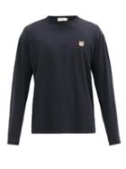 Matchesfashion.com Maison Kitsun - Fox Head-patch Cotton-jersey T-shirt - Mens - Black