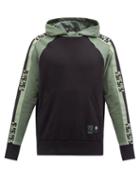 Mens Activewear Fendi - Ff Side-stripe Cotton-blend Hooded Sweatshirt - Mens - Black Green