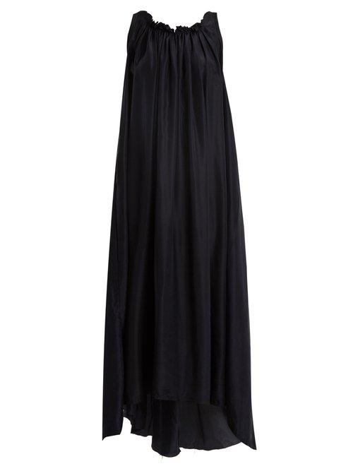 Matchesfashion.com Loup Charmant - Gather Scoop Back Silk Dress - Womens - Navy