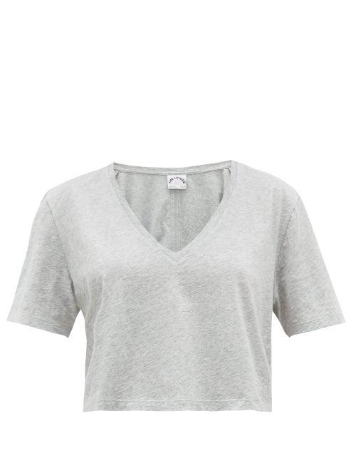 Matchesfashion.com The Upside - Annie Cropped Cotton T Shirt - Womens - Grey