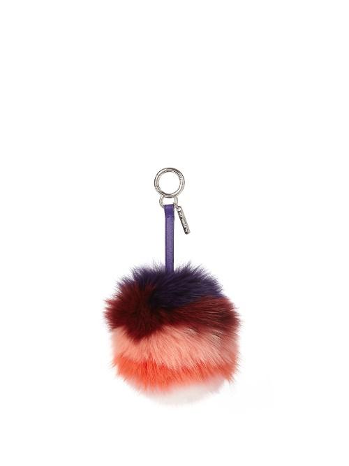 Fendi Striped Fox-fur Pompom Bag Charm