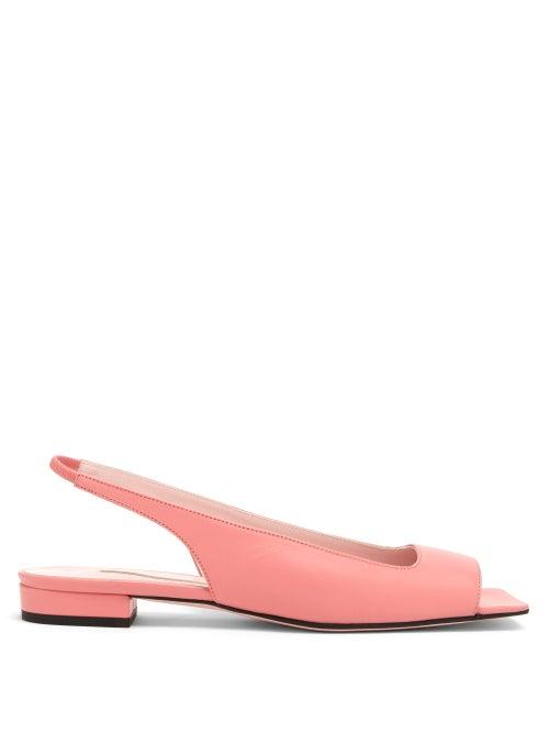 Matchesfashion.com Emilia Wickstead - Open Square-toe Slingback Flats - Womens - Pink