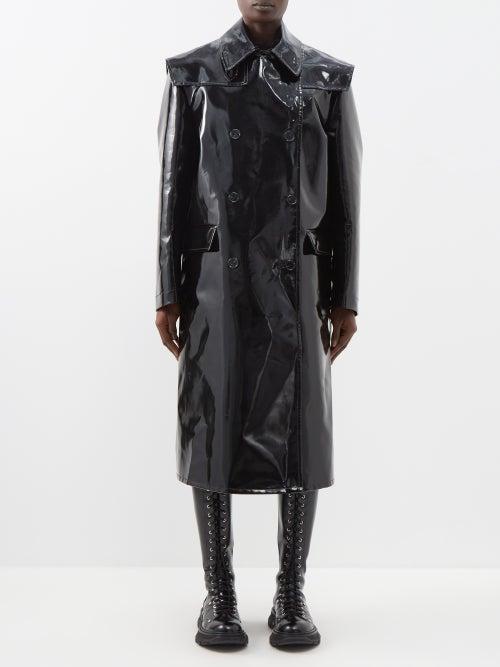 Raf Simons - Patent-cotton Trench Coat - Womens - Black