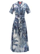 Matchesfashion.com F.r.s - For Restless Sleepers - Castalia Foliage-print Cotton-blend Shirtdress - Womens - Blue Print