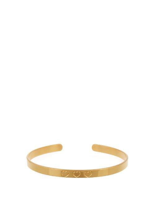 Aurélie Bidermann Fine Jewellery Heart-engraved Yellow-gold Plated Cuff
