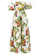 Matchesfashion.com Borgo De Nor - Juliet Off-the-shoulder Lemon-print Cotton Dress - Womens - Yellow White