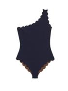 Matchesfashion.com Marysia - Santa Barbara Reversible One-shoulder Swimsuit - Womens - Navy Multi