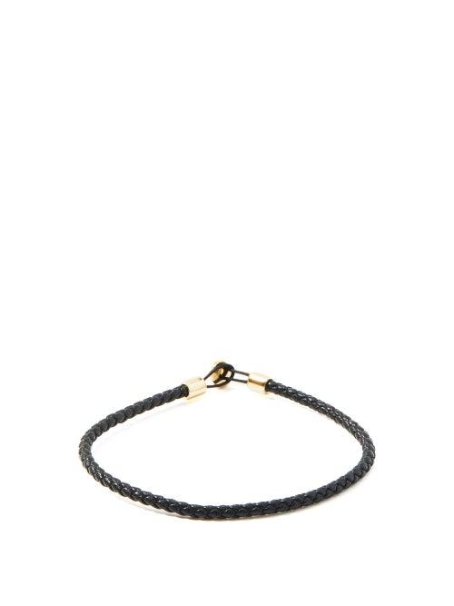 Matchesfashion.com Miansai - Nexus Leather And Sterling-silver Bracelet - Mens - Black Gold