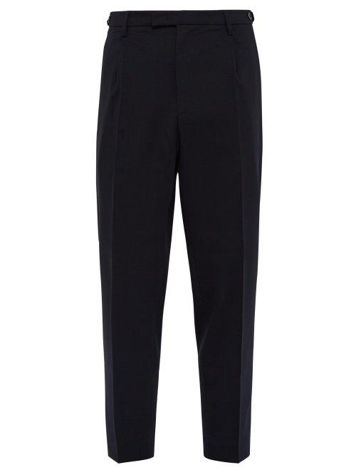 Matchesfashion.com Barena Venezia - Masco Tapered Checked Wool Blend Trousers - Mens - Navy
