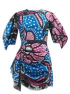 Matchesfashion.com Rhode - Pia Ruffled Psychedelic Flower-print Cotton Dress - Womens - Blue Print