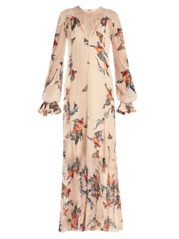 Katie Eary Fish-print Silk-chiffon Maxi Dress