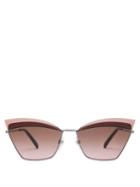 Matchesfashion.com Valentino - Cat Eye Metal Sunglasses - Womens - Silver
