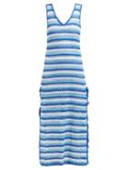 Matchesfashion.com My Beachy Side - Striped Crochet Knit Cotton Midi Dress - Womens - Blue Stripe